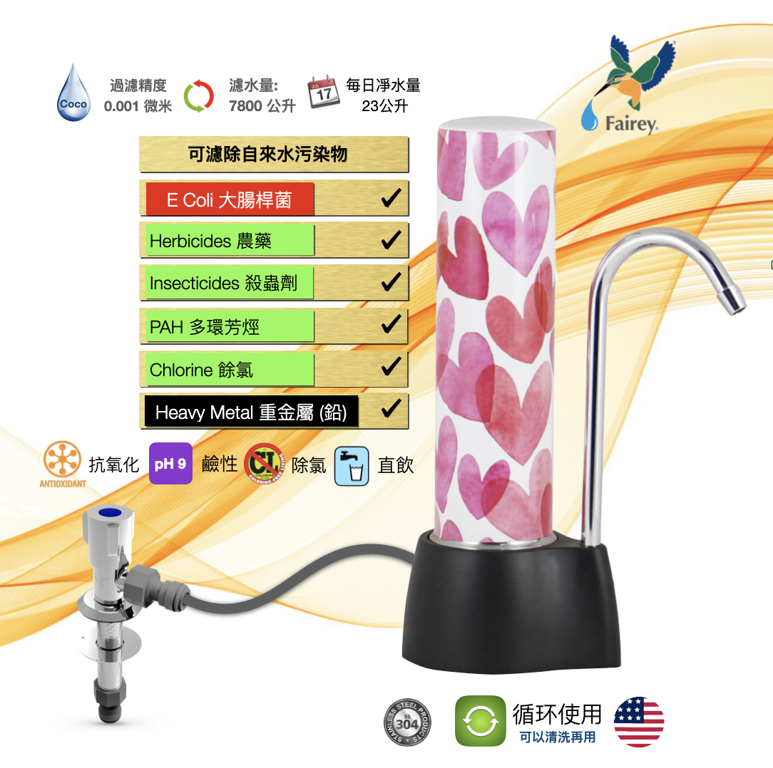 HEARTY(心印號) 配9504-BSP-B813有機纖維碳濾芯 連FJG安全開關